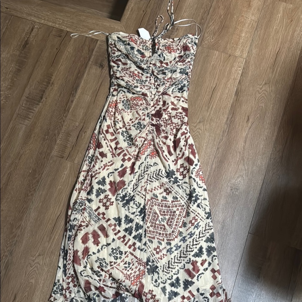 Patterned Strapless Dress